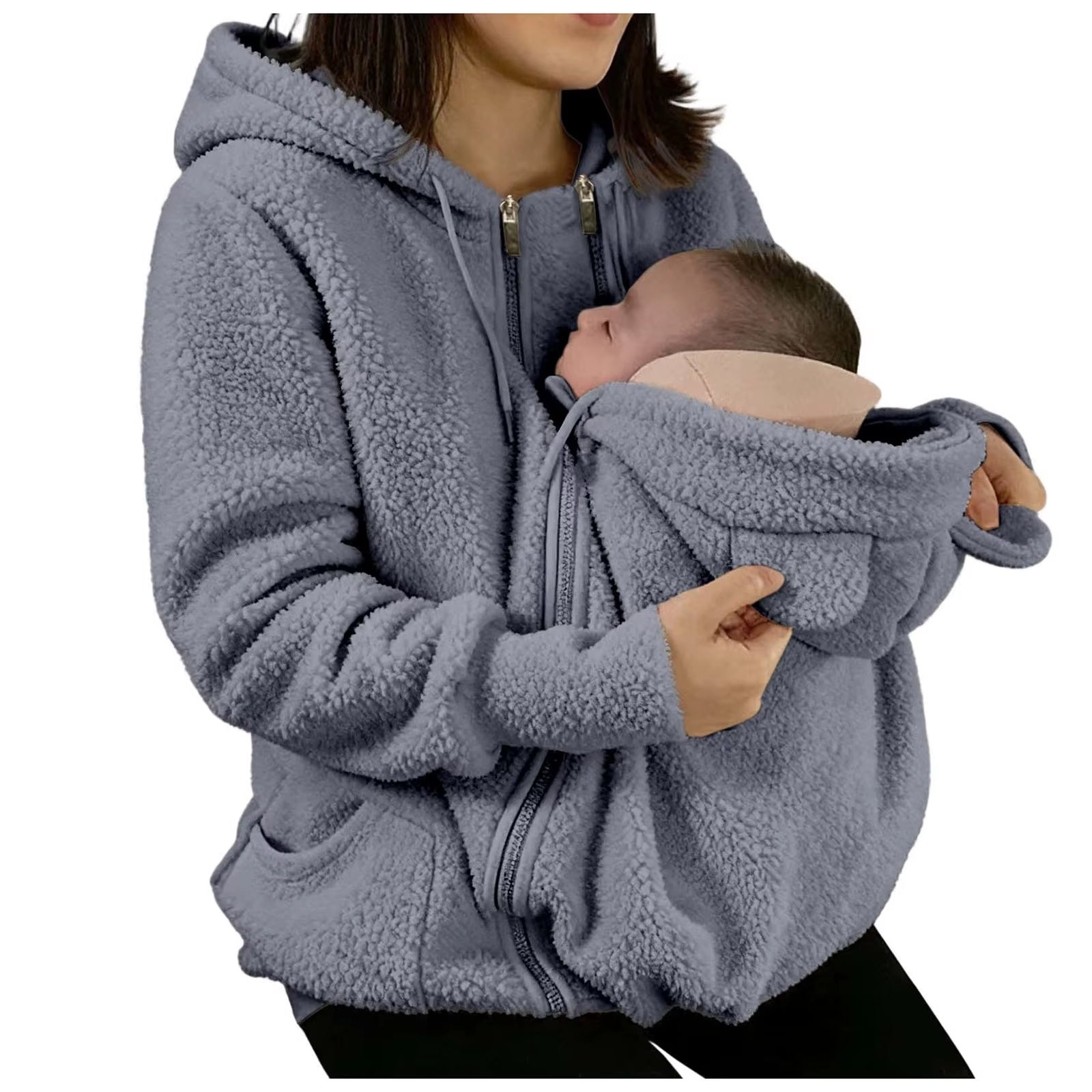 Nuvomi CozyNest fleece hoodie in Light Gray